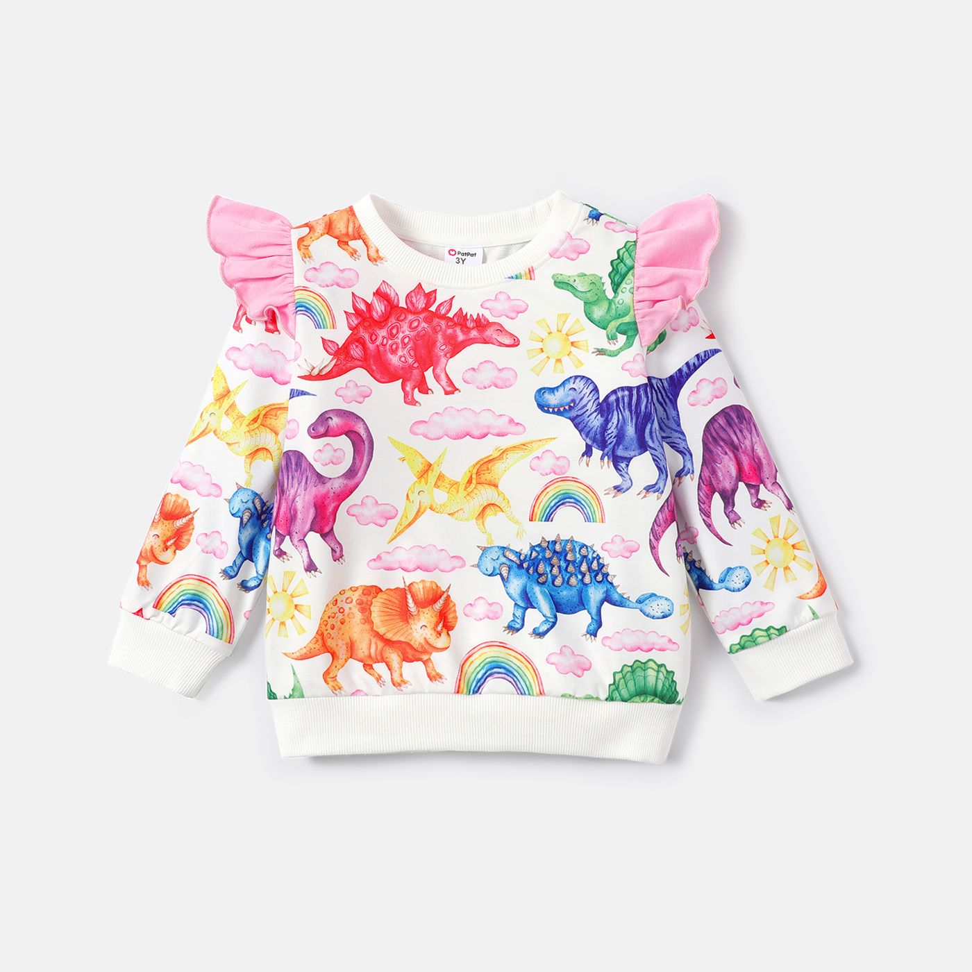 Naia Toddler Girl Ruffled Dinosaur Print Sweatshirt