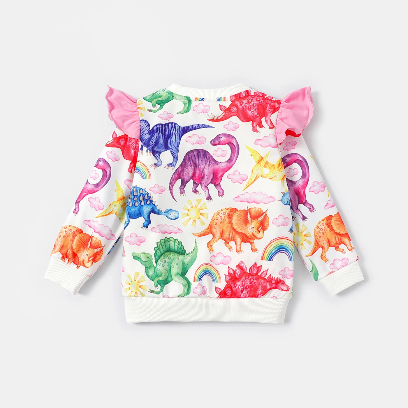 Naia Toddler Girl Ruffled Dinosaur Print Sweatshirt White image 3