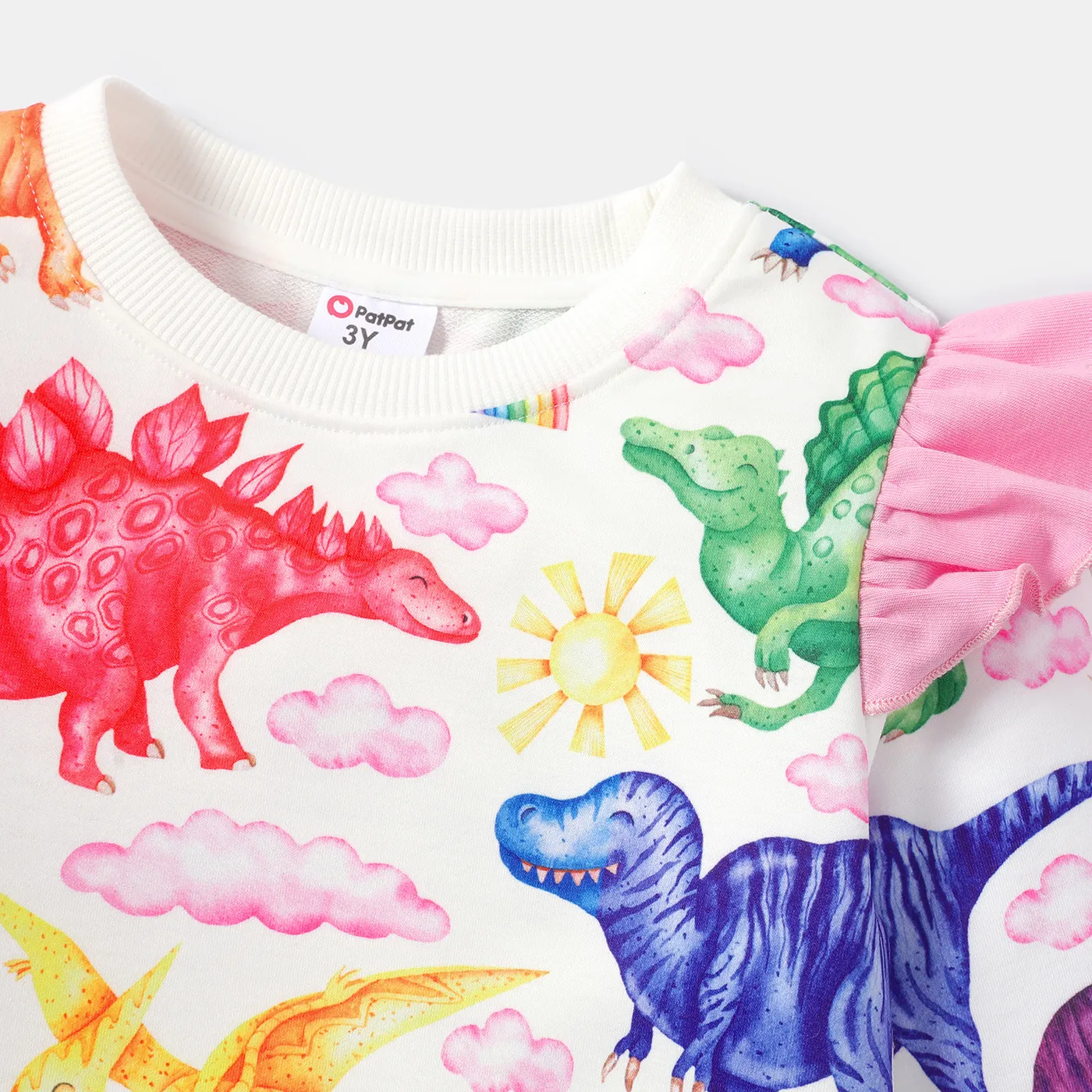 Naia Toddler Girl Ruffled Dinosaur Print Sweatshirt White image 5