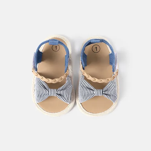 Baby / Toddler Stripe Bow Vamp Braided Velcro Sandals