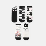Conjunto de 5 pares de meias infantis com estampa floral e animal print  image 2
