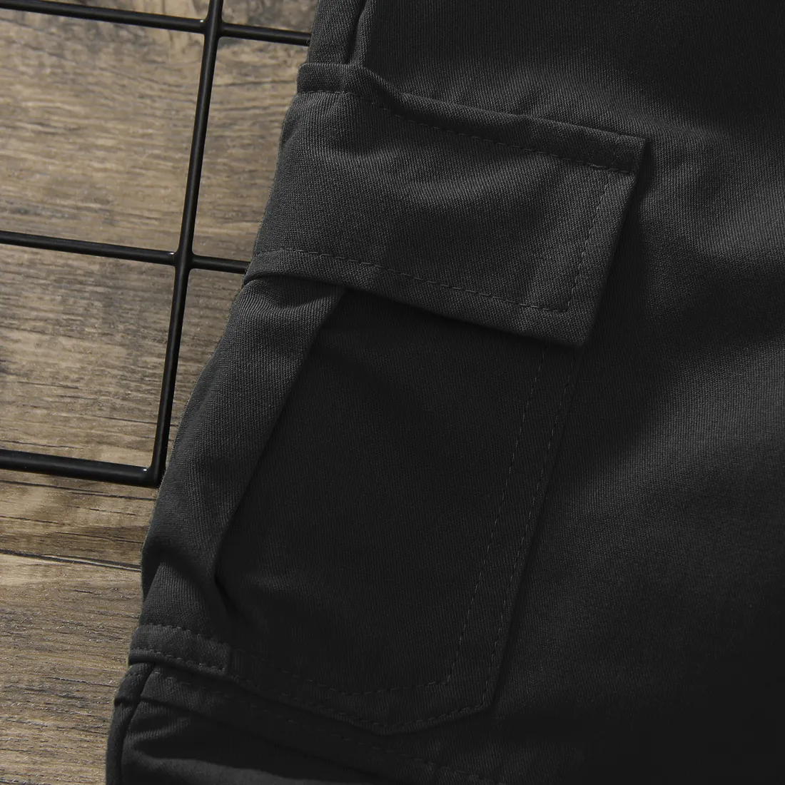 calça cáqui com design de bolso na moda menino criança Preto big image 1