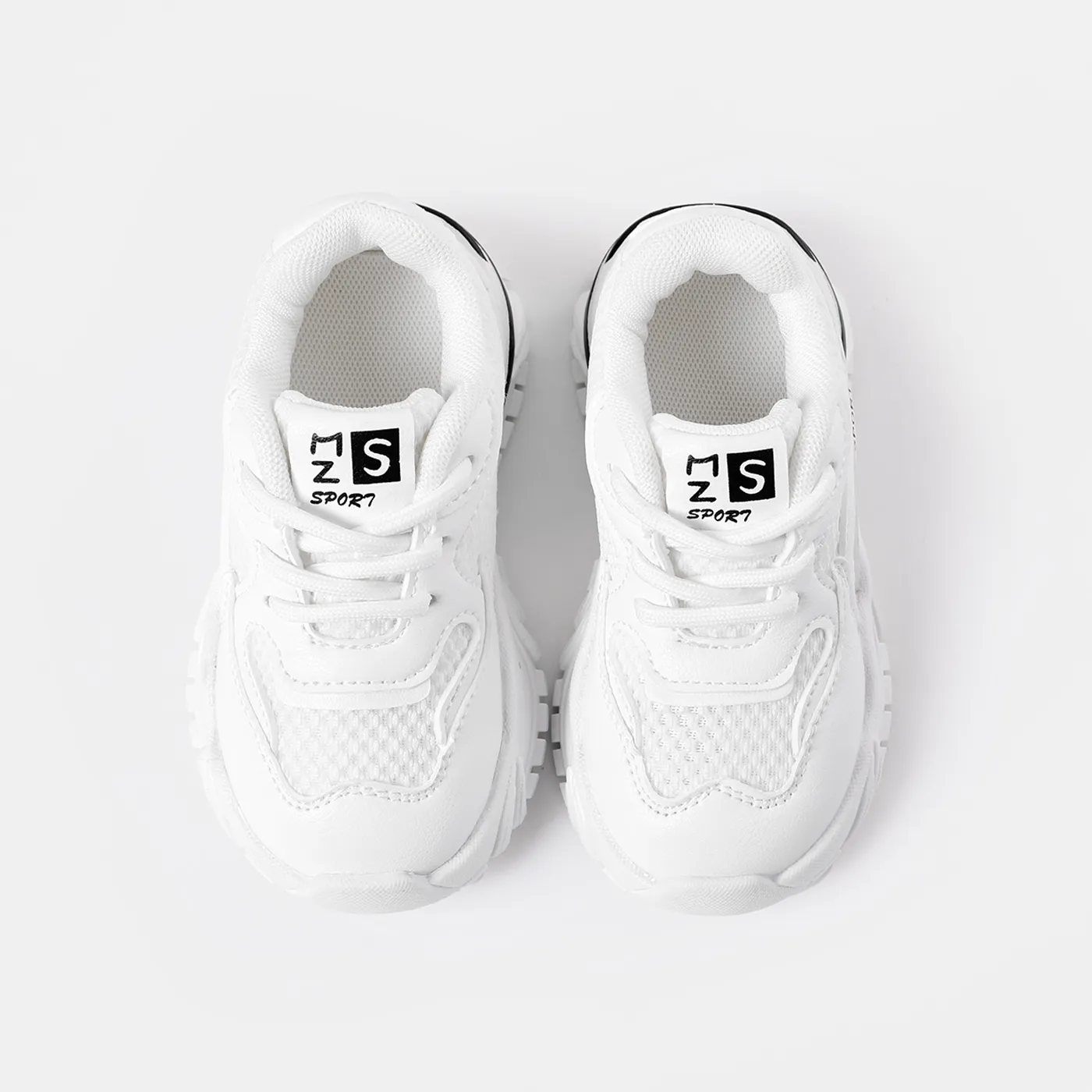 Toddler / Kid Mesh Panel Lace Up Sneakers White image 3
