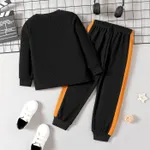2pcs Kid Boy Colorblock Ribbed Sweatshirt and Elasticized Pants Set  image 3
