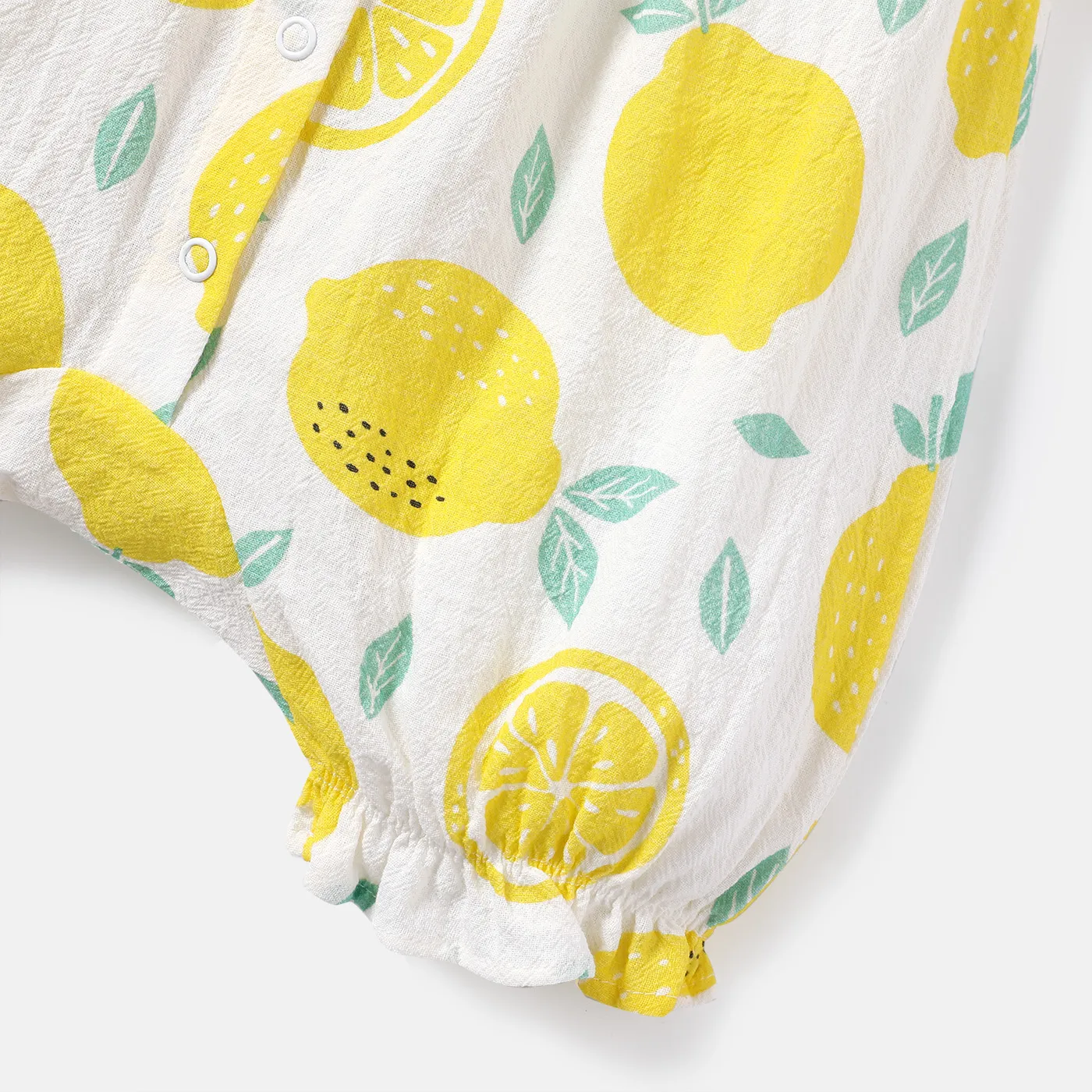 Baby Girl 100% Cotton Gingham or Allover Lemon Print Flutter-sleeve Romper  image 6