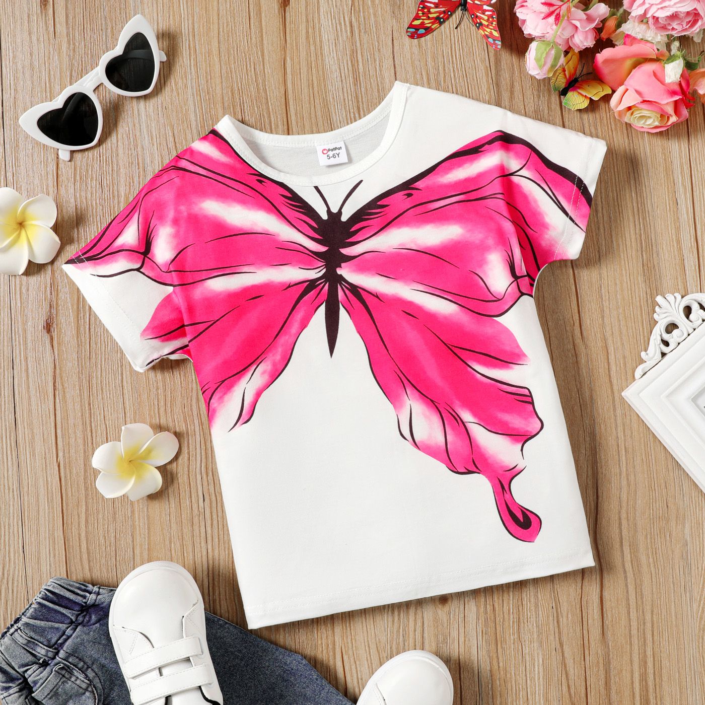 

Kid Girl Butterfly Print Short-sleeve Tee