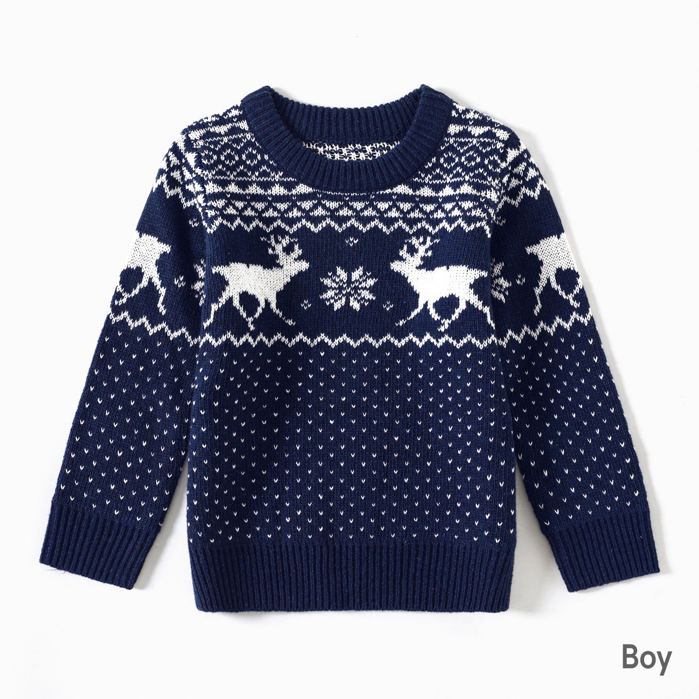 Christmas Family Matching Deer Graphic Long-sleeve Knitted Sweater