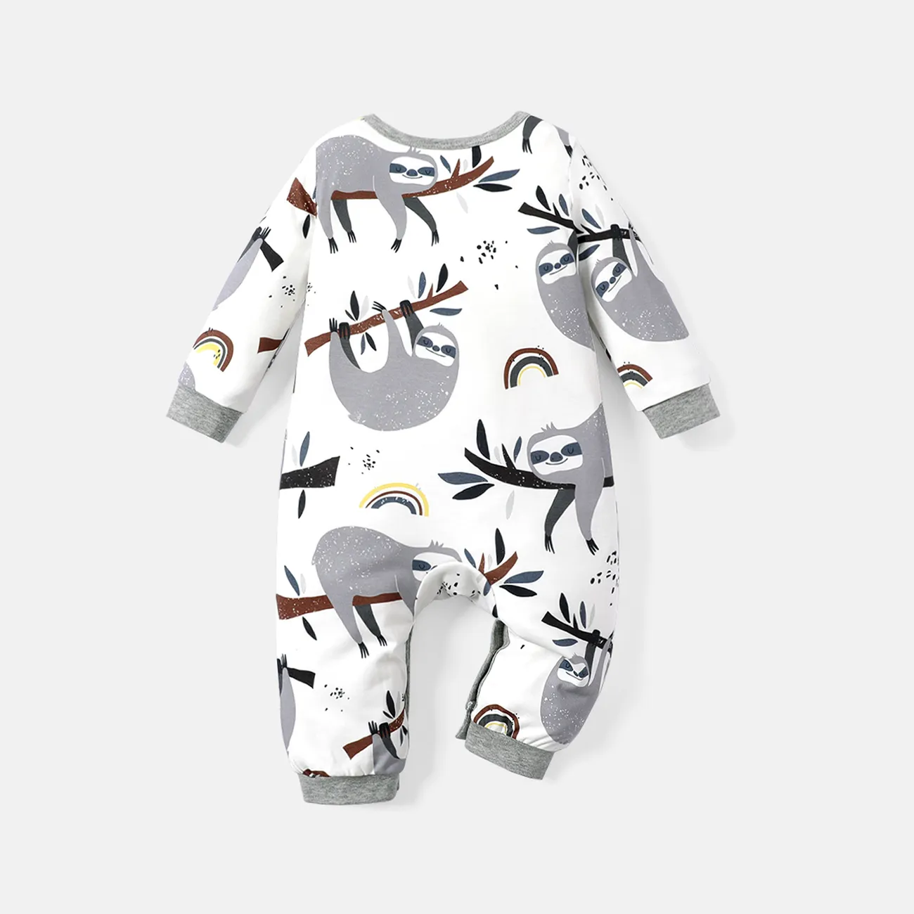 Naia™ Baby Boy Allover Sloth Print Long-sleeve Jumpsuit  big image 1
