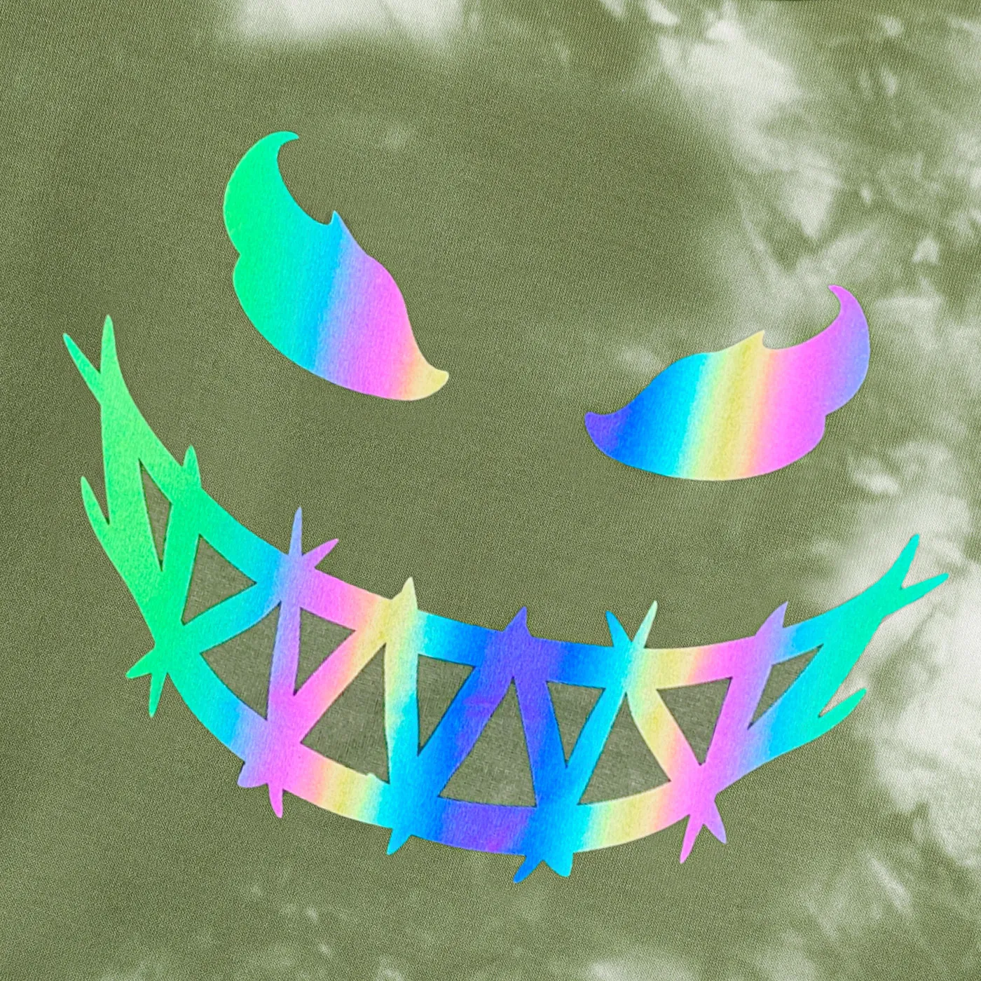 2pcs Kid Boy Tie Dyed Reflective Laser Short-sleeve Tee and Elasticized Shorts Set Green image 5