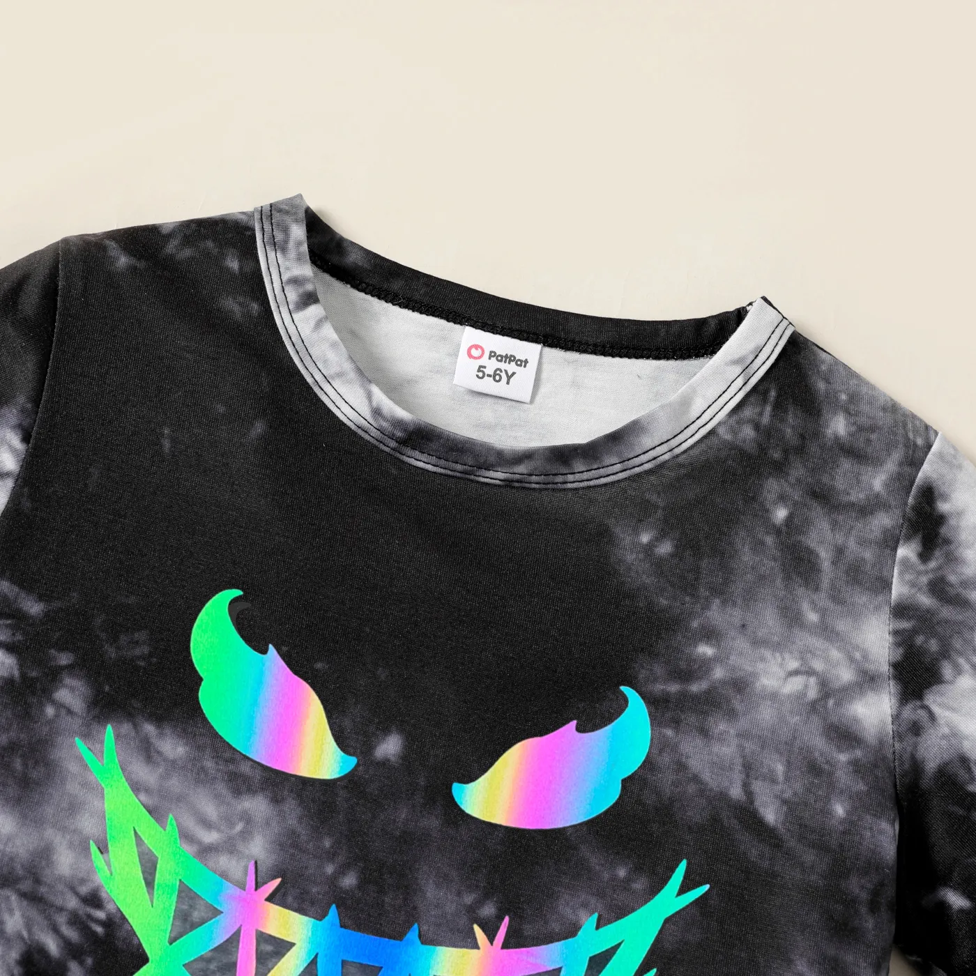 2pcs Kid Boy Tie Dyed Reflective Laser Short-sleeve Tee and Elasticized Shorts Set  image 3