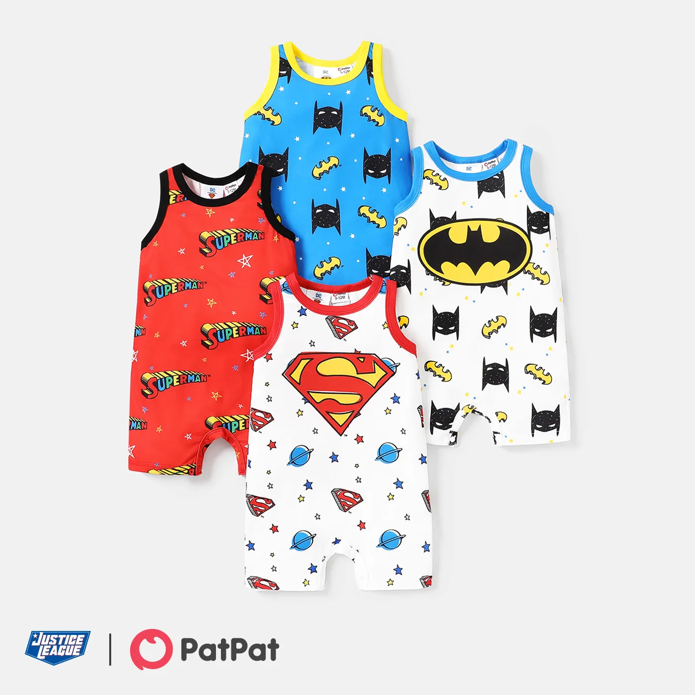 Justice League Baby Boy Allover Print Tank Romper