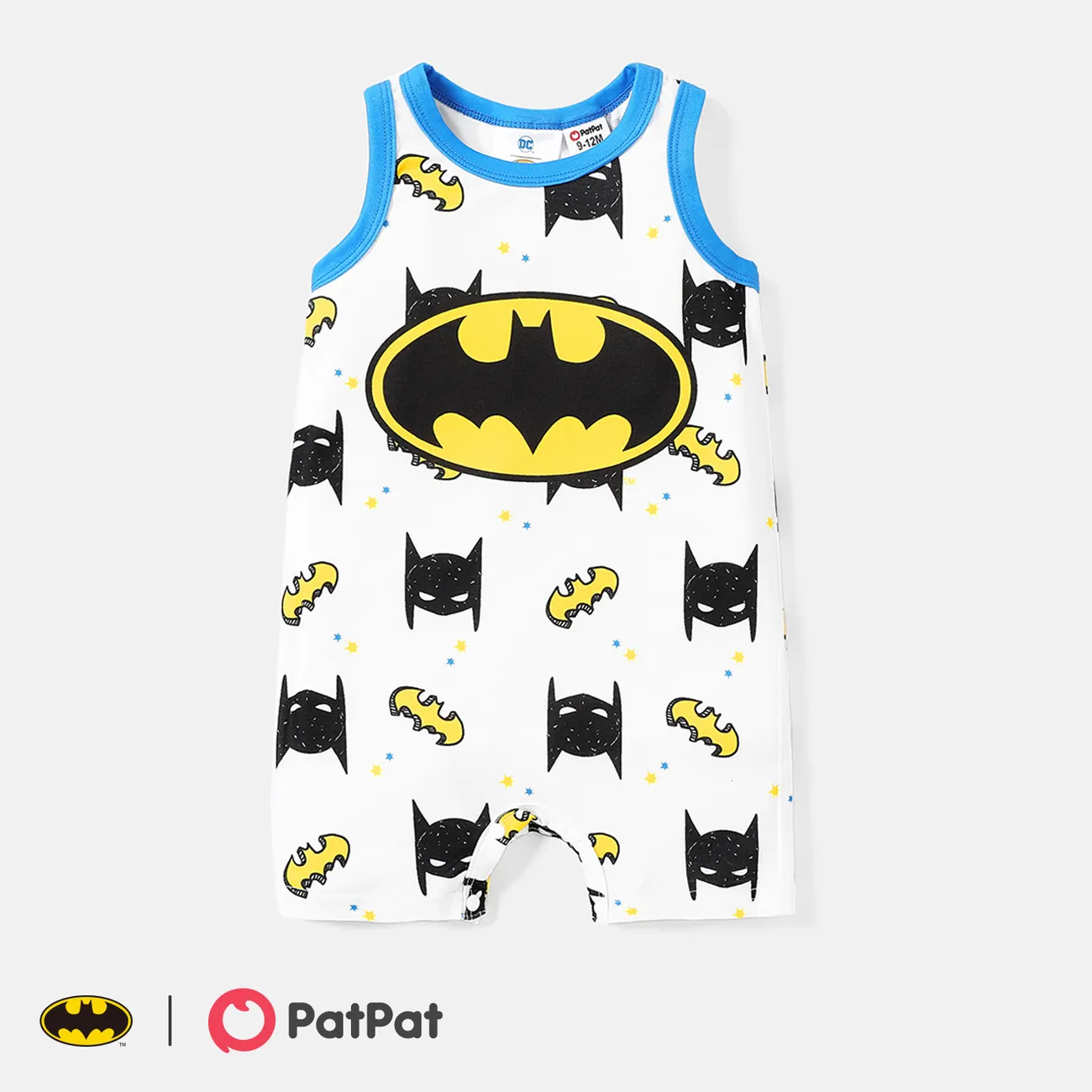 Justice League Baby Boy Allover Print Tank Romper BlackandWhite big image 1