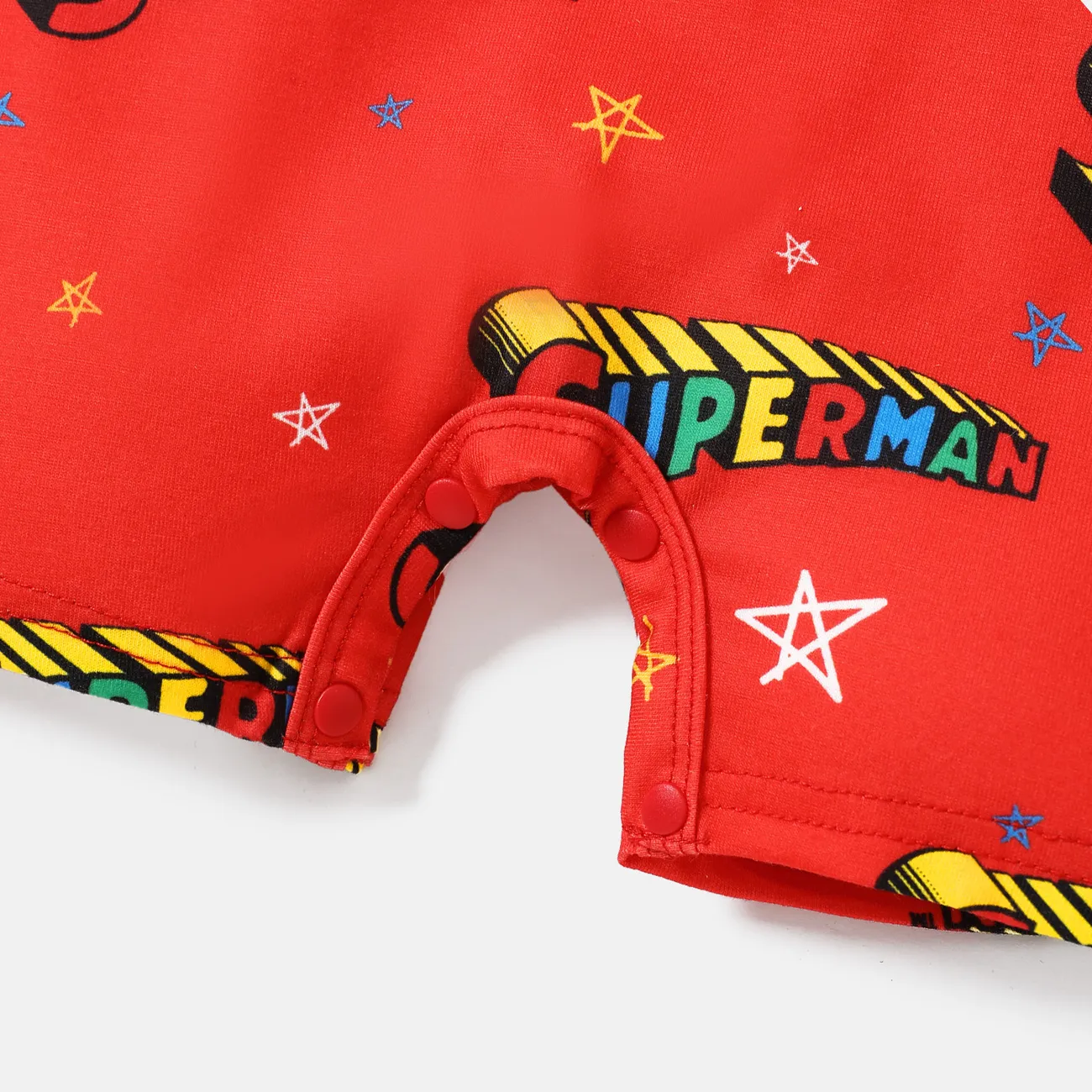 Justice League Baby Boy Allover Print Tank Romper Red big image 1