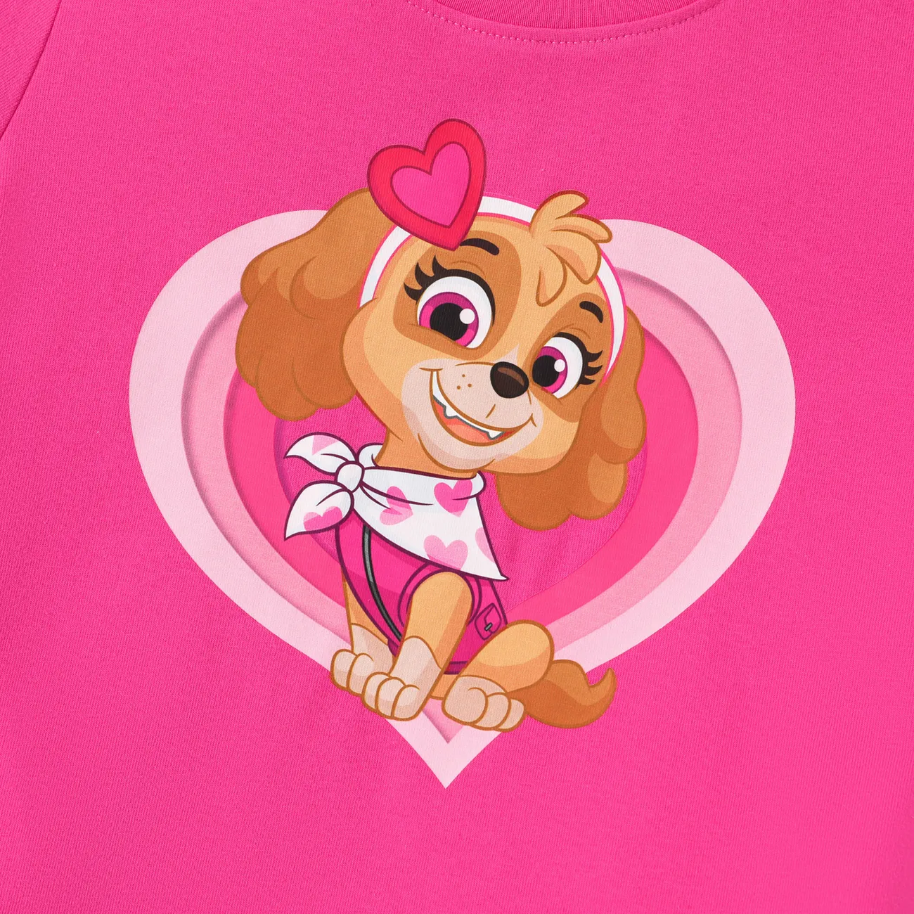 PAW Patrol Toddler Girl 2pcs Mother's Day Heart Print Short-sleeve Cotton Tee and Shorts Set Roseo big image 1