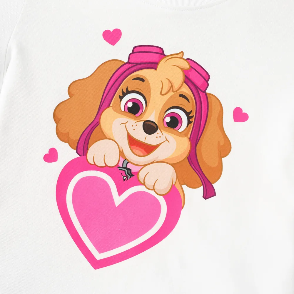 PAW Patrol Toddler Girl 2pcs Mother's Day Heart Print Short-sleeve Cotton Tee and Shorts Set  big image 4