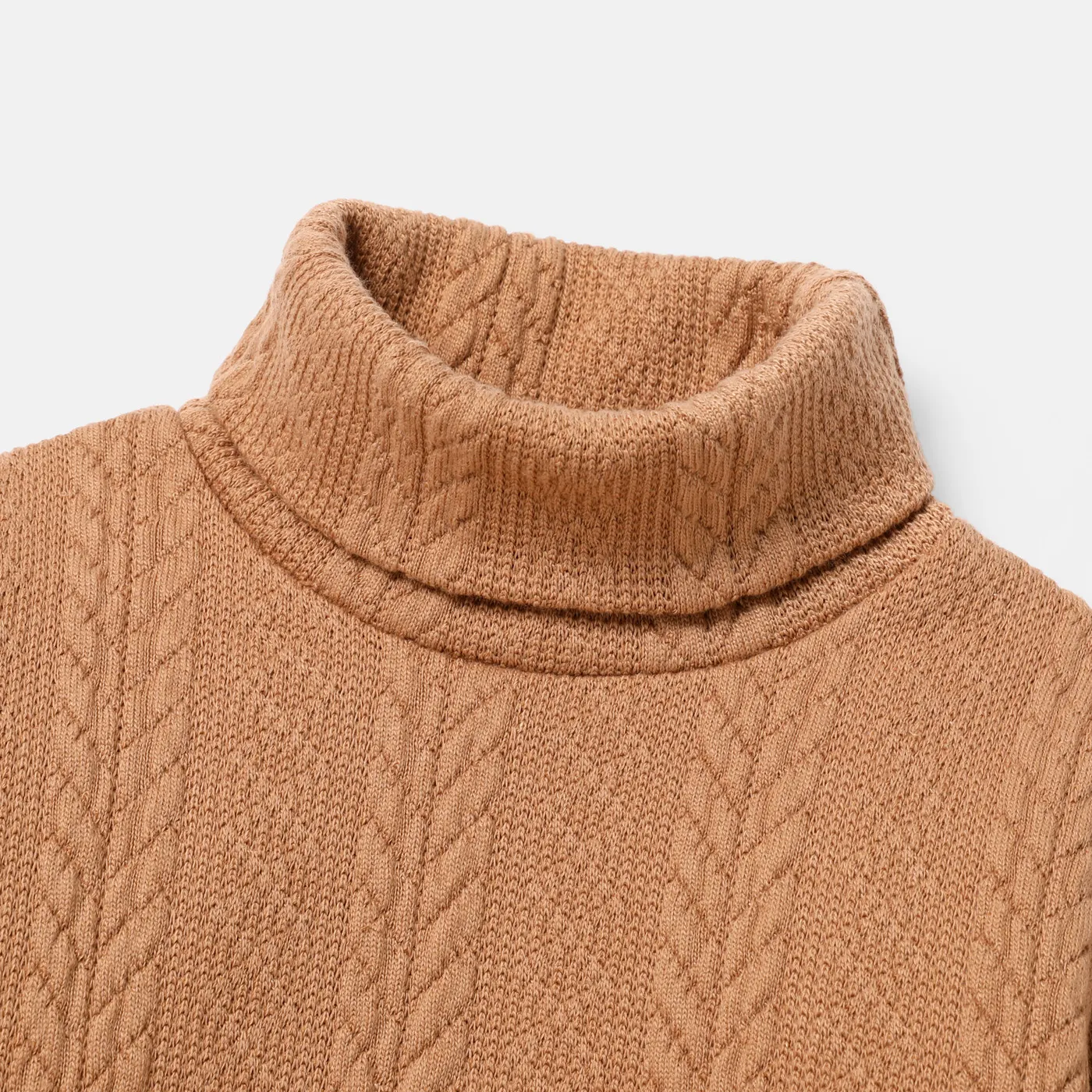 Toddler Girl Solid Color Cable Knit Textured Turtleneck Sweater Dress  image 3