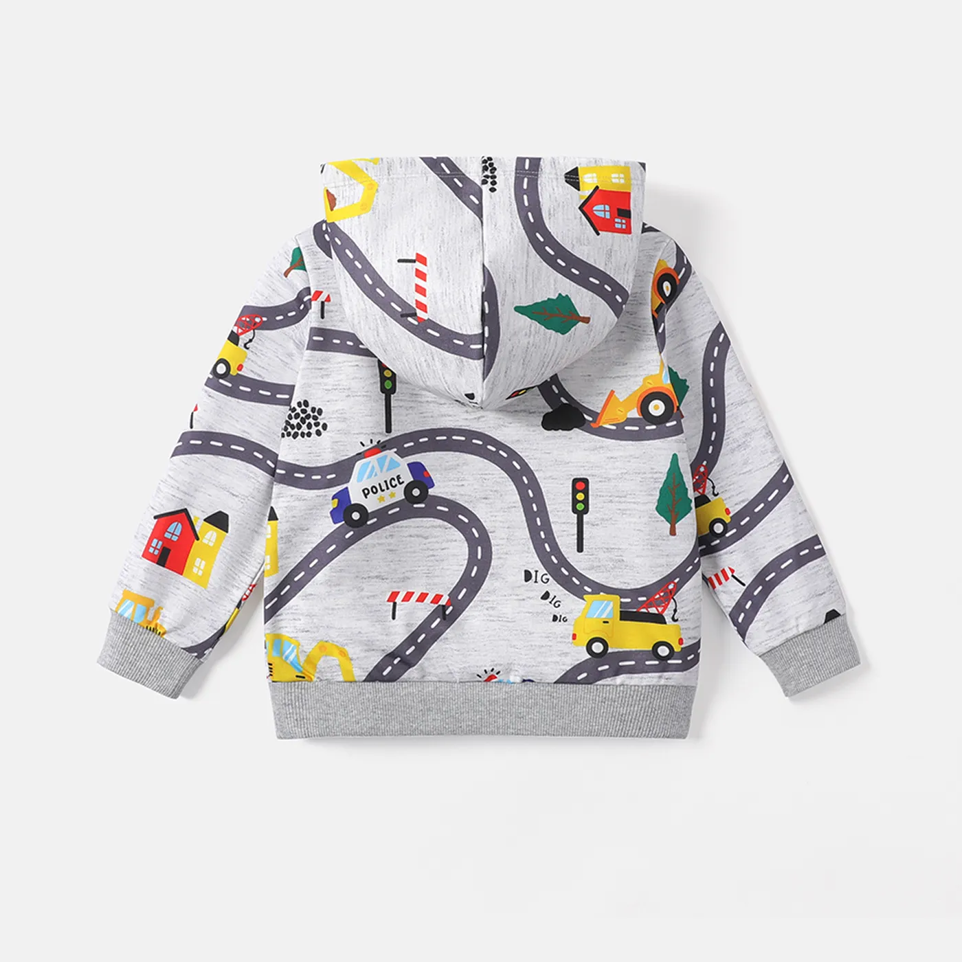 Naia Toddler Boy Vehicle Print Hoodie Sweatshirt MiddleAsh image 2