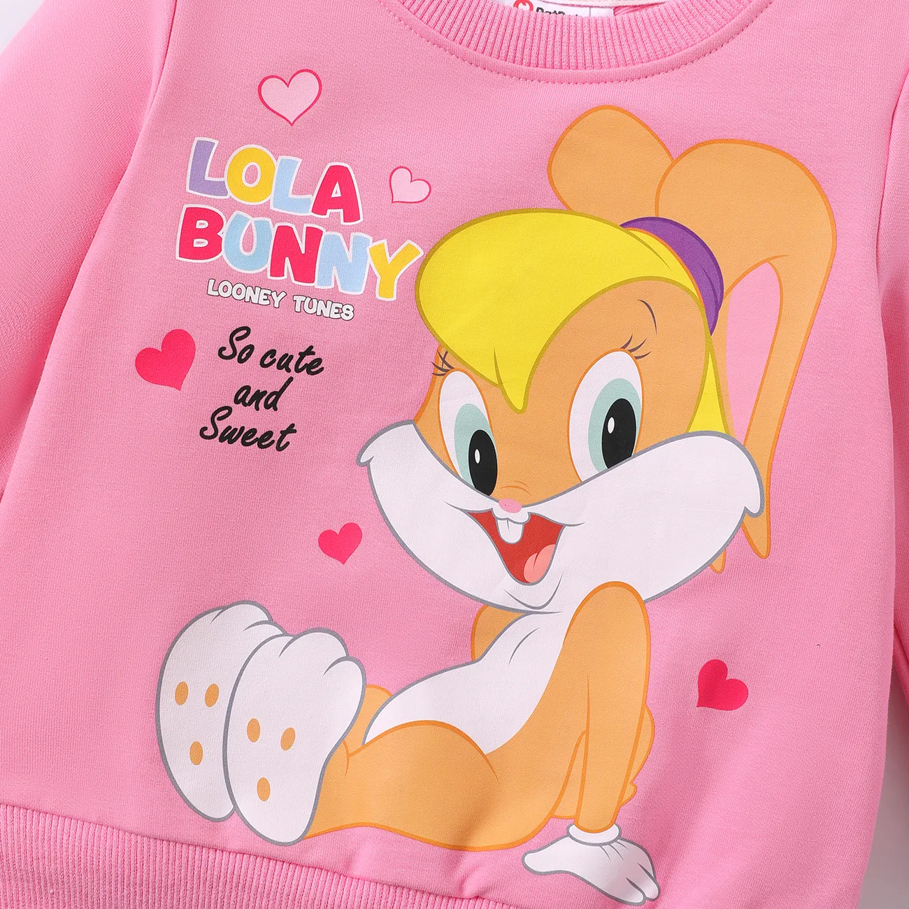 Looney Tunes Baby Boy/Girl Cartoon Animal Print Cotton Long-sleeve Sweatshirt Pink big image 1