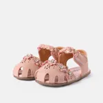 Toddler / Kid Floral Decor Braided Detail Sandals (The direction of the braid is random) (Toddler US 4.5-6.5 and Toddler US 7-9 have different soles) Pink