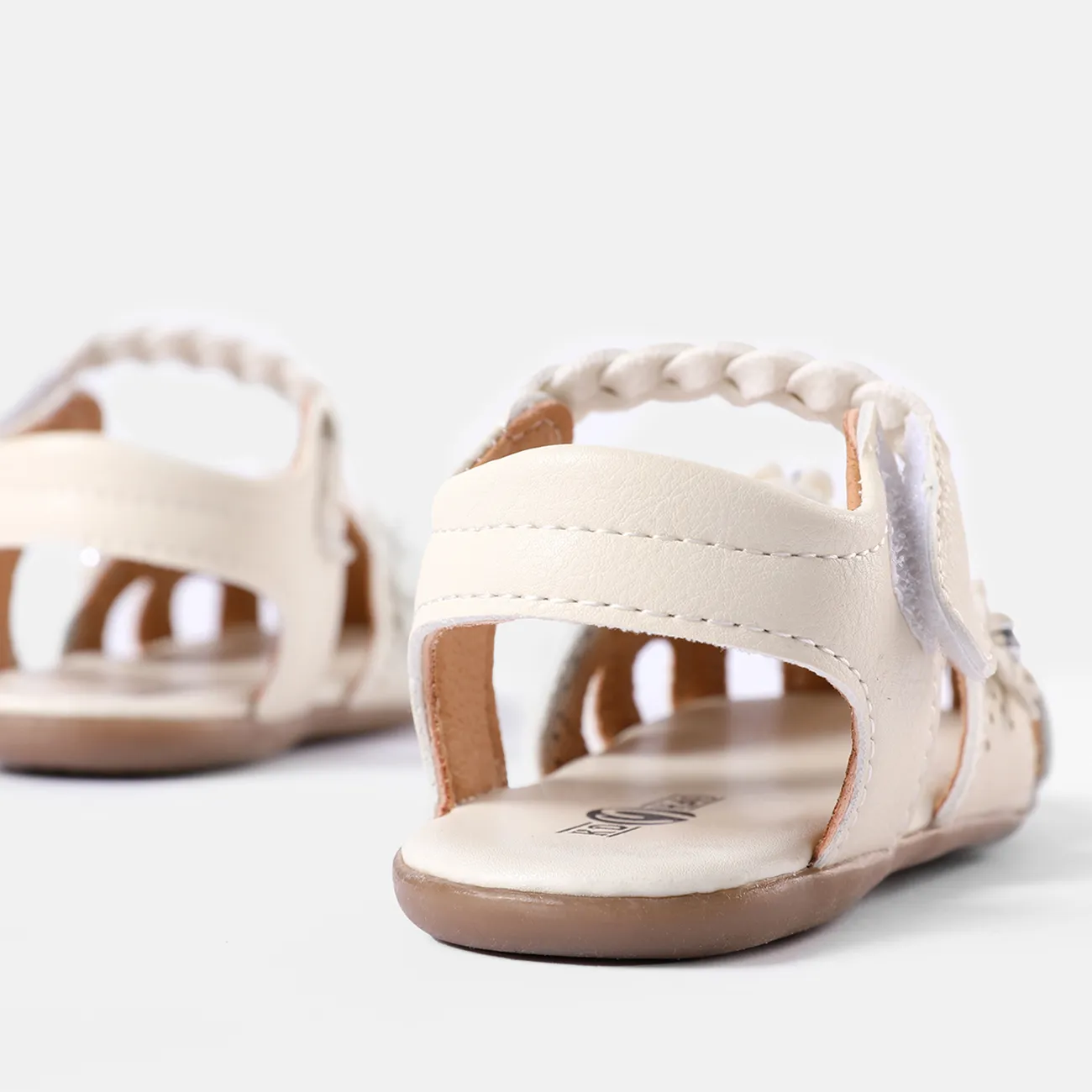 Toddler / Kid Floral Decor Braided Detail Sandals (The direction of the braid is random) (Toddler US 4.5-6.5 and Toddler US 7-9 have different soles) Beige big image 1