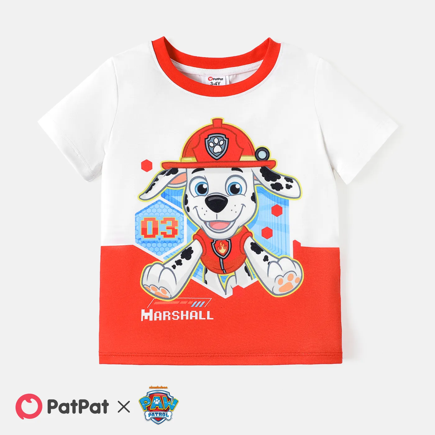 PAW Patrol Toddler Gir/Boy PAW POWER Colorblock Short-sleeve Tee REDWHITE