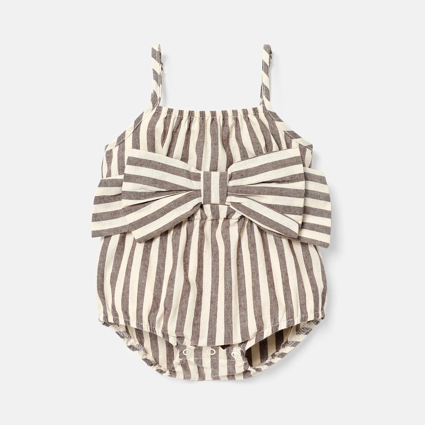 Baby Girl 100% Cotton Solid/Striped or Allover Daisy Floral Print Bow Front Cami Romper  big image 1