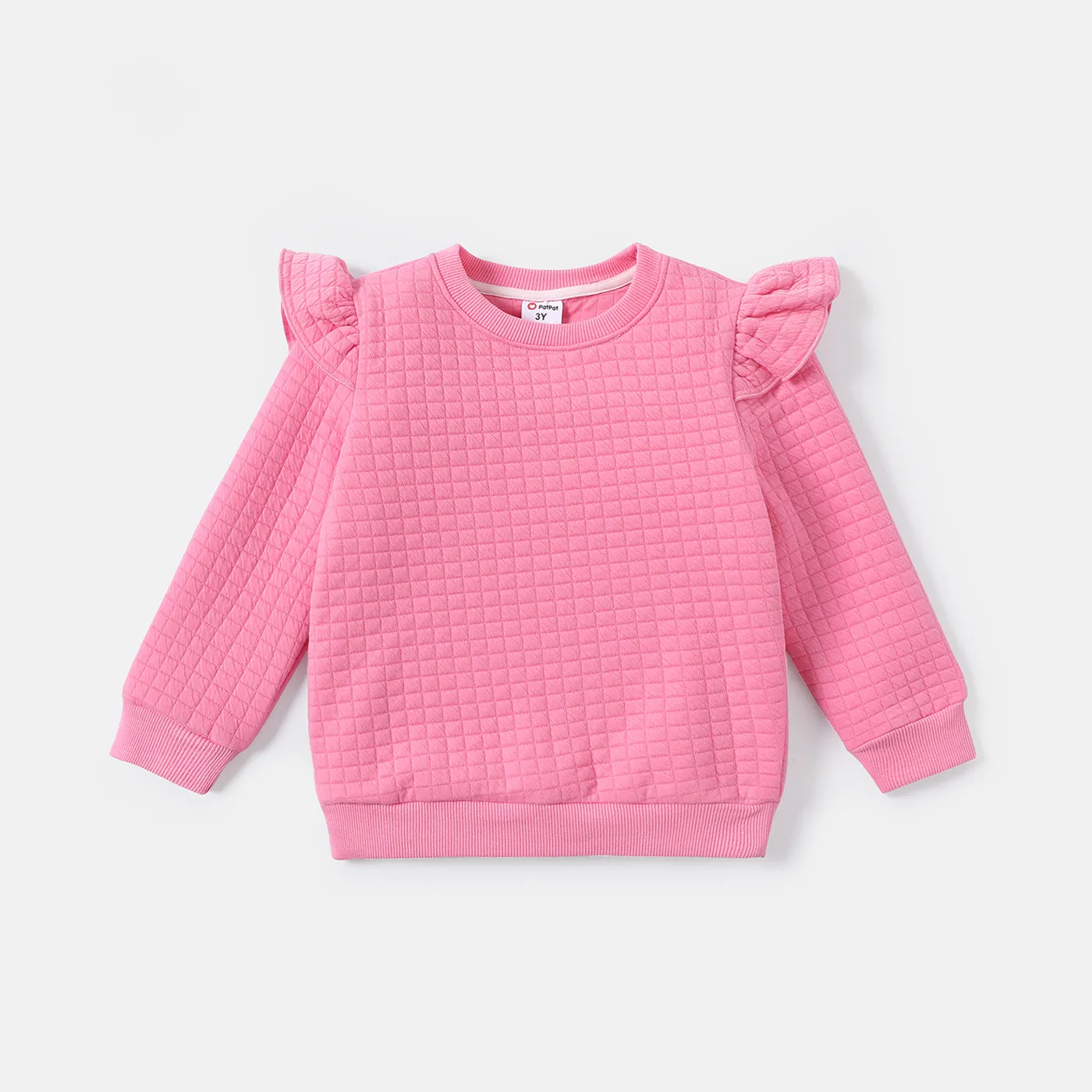 Toddler Girl Ruffled Textured Solid Color Sweatshirt Roseo