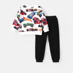 Hot Wheels 2pcs Toddler Boy Vehicle Race Car Print Sweatshirt and Elasticized Cotton Pants Set  image 2