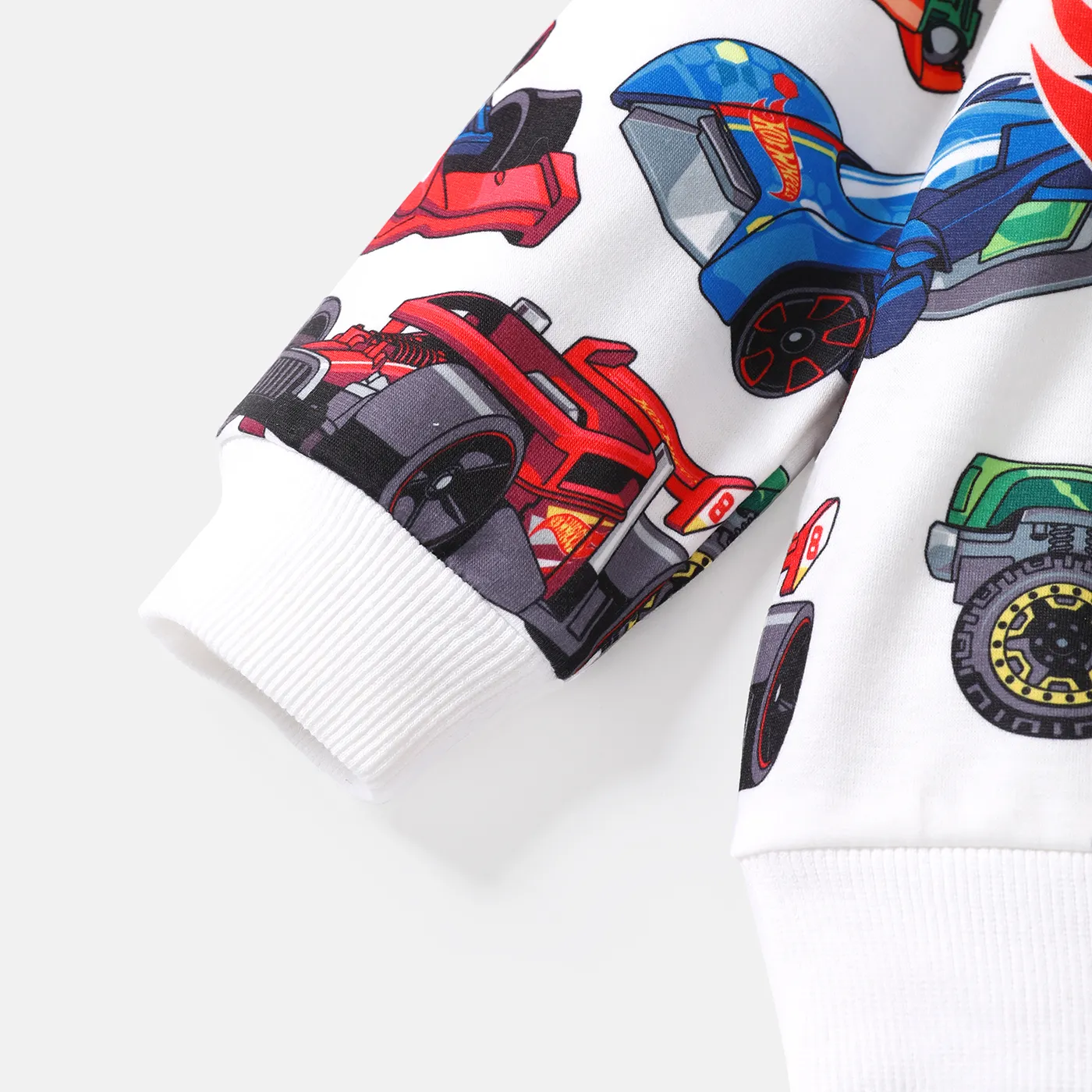 Hot Wheels 2pcs Toddler Boy Vehicle Race Car Print Sweatshirt and Elasticized Cotton Pants Set  image 4