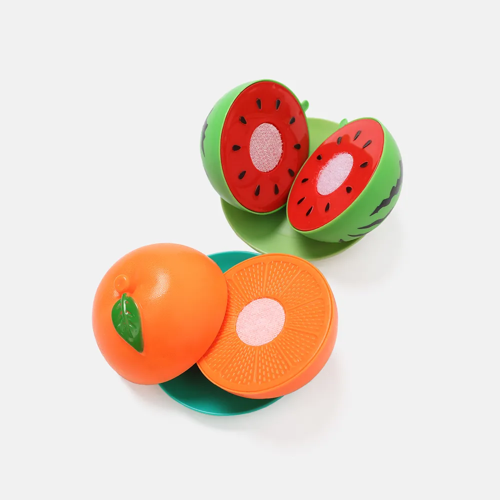 16Pcs BPA Free Plastic Cutting Play Food Toy Kids Cuttable Fruits Vegetables Set with Knives & Cutting Board & Plates (Knife Color Random) big image 7