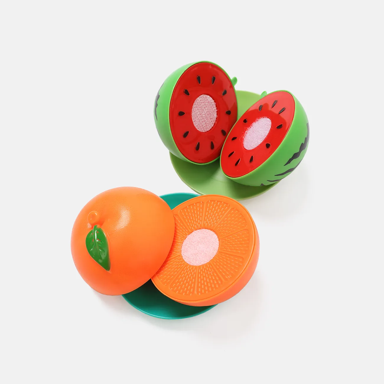 16 Stück bpa-freies Plastikschneidespielzeug für Kinder, schneidbares Obst-Gemüse-Set mit Messern, Schneidebrett und Tellern (Messerfarbe zufällig) Farbe-A big image 1