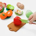 16Pcs BPA Free Plastic Cutting Play Food Toy Kids Cuttable Fruits Vegetables Set with Knives & Cutting Board & Plates (Knife Color Random)  image 5