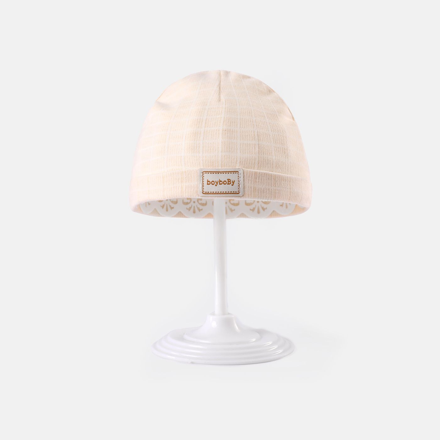 

Baby Letter Patch Plaid Beanie Hat