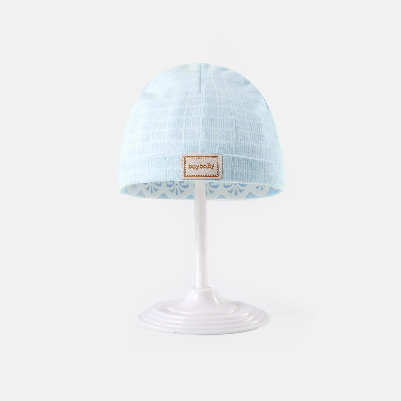 

Baby Letter Patch Plaid Beanie Hat