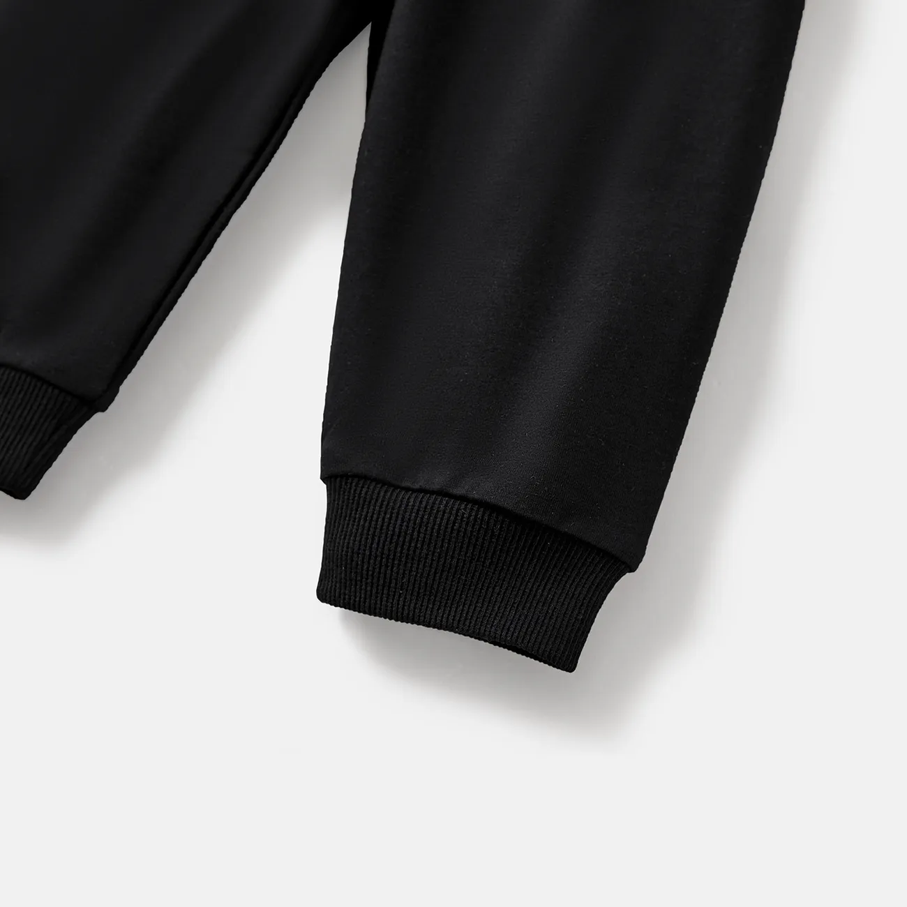 Einfarbige elastische Hosen aus Baumwolle für Mädchen/Jungen schwarz big image 1