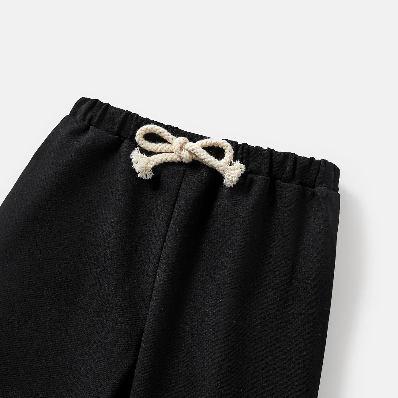 Baby Girl/Boy Cotton Solid Color Elasticized Pants Black big image 1