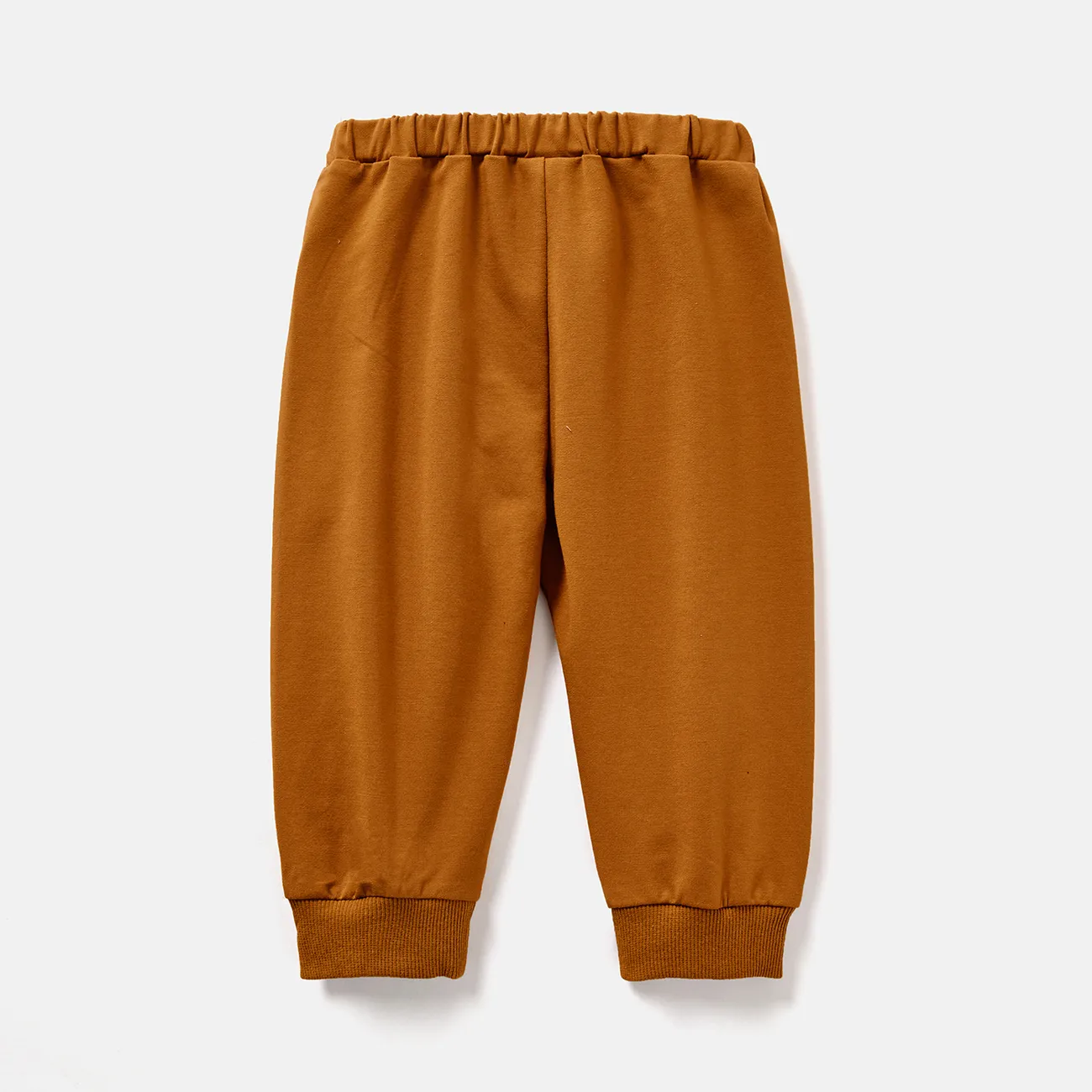 Einfarbige elastische Hosen aus Baumwolle für Mädchen/Jungen braun big image 1