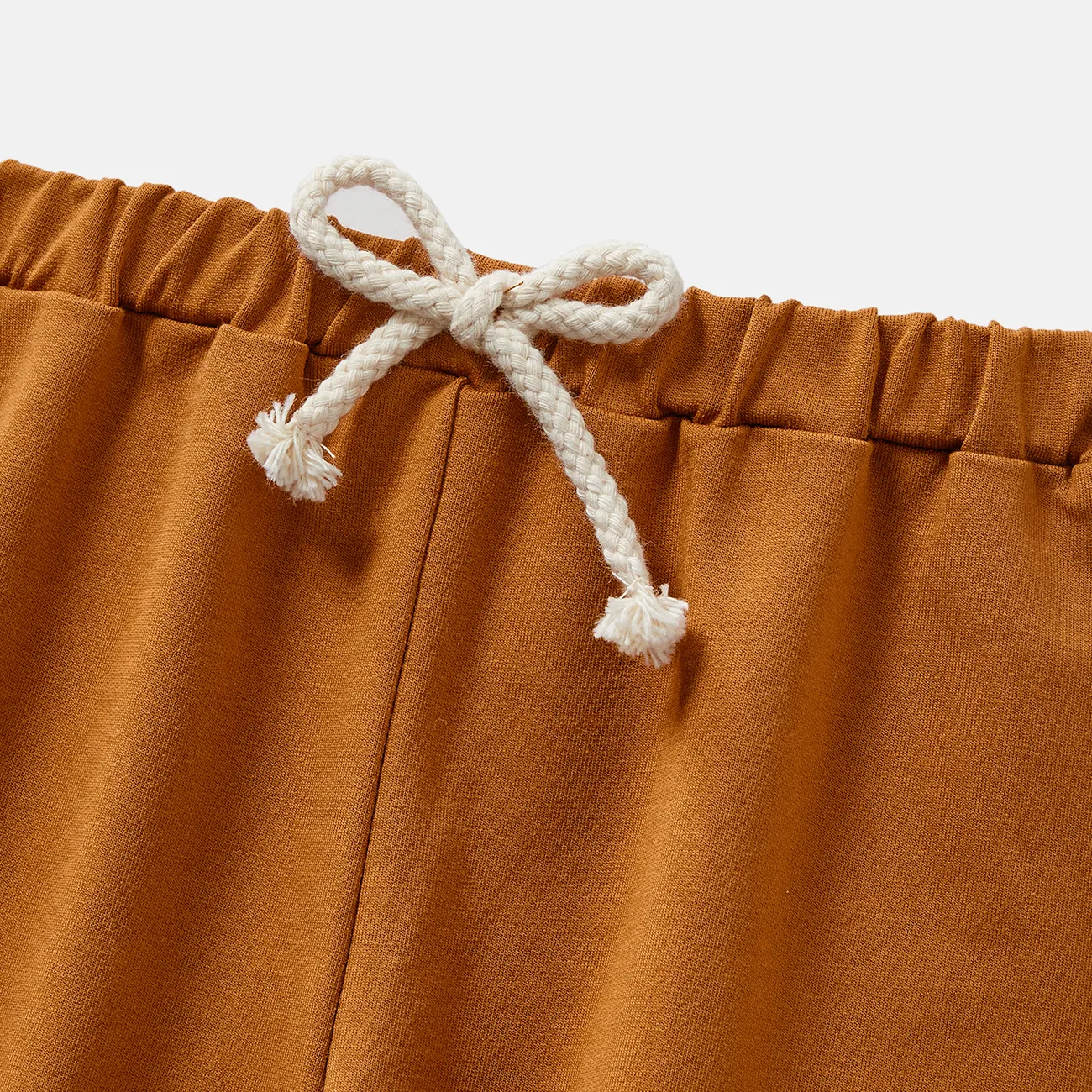 Baby Girl/Boy Cotton Solid Color Elasticized Pants Brown big image 1