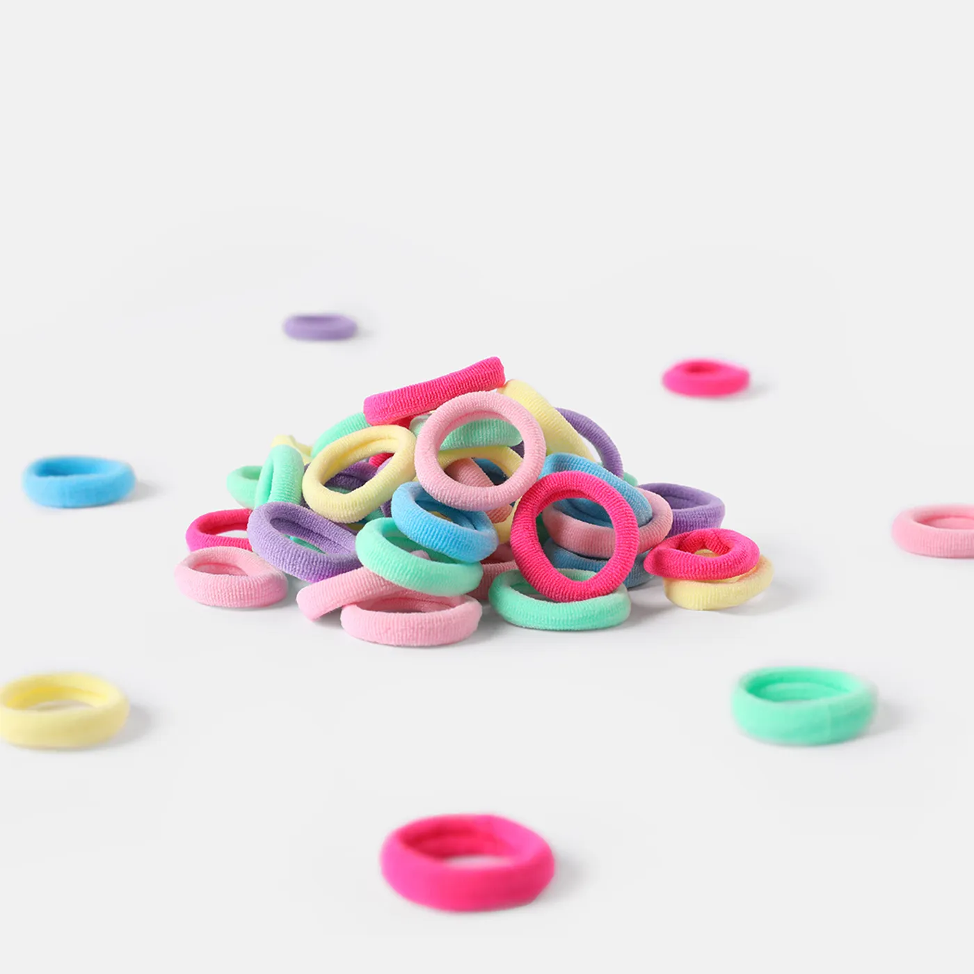 

50-pack Solid Elastic Hair Ties for Girls