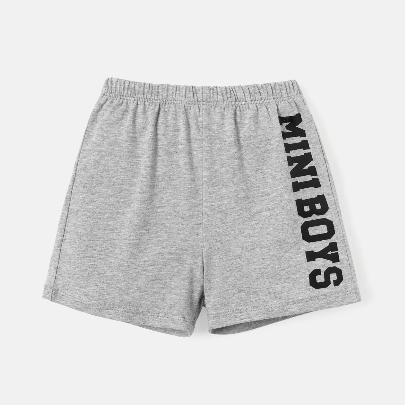Baby Boy Letter Print Cotton Shorts Flecked Grey