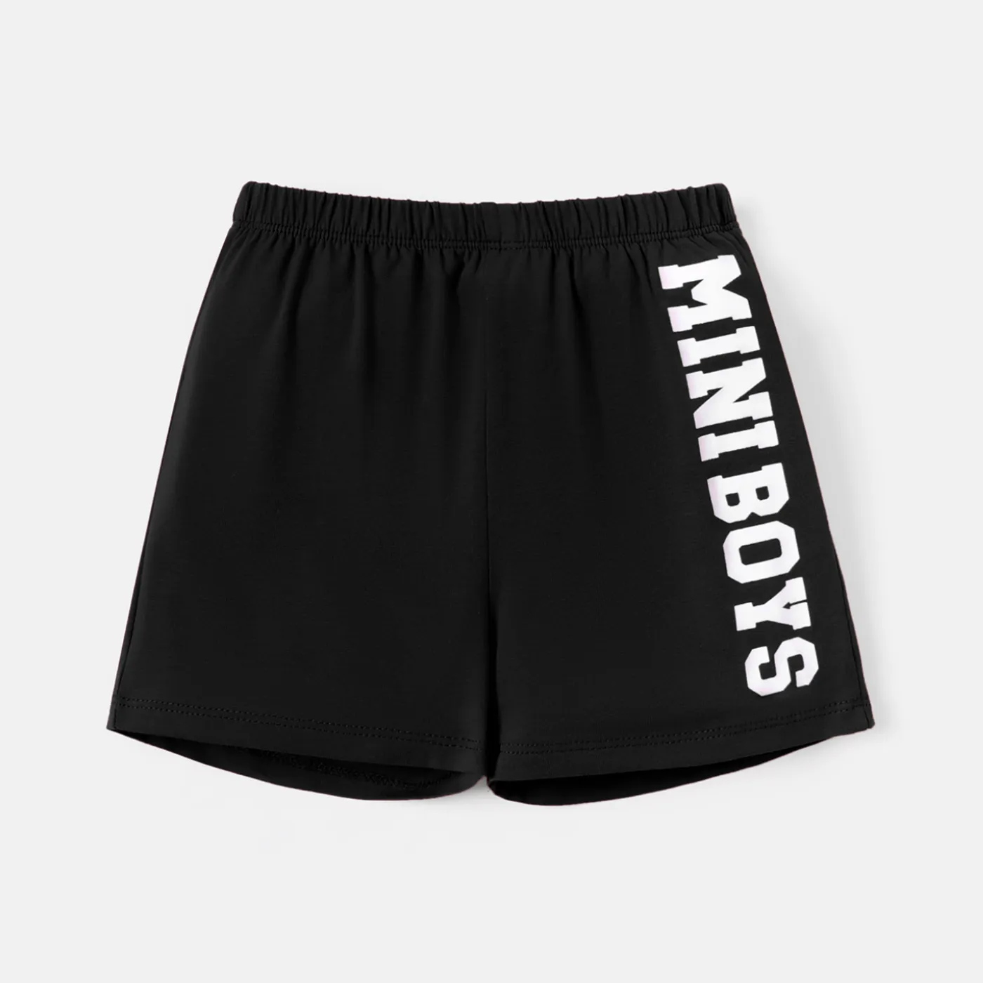 Baby Boy Letter Print Cotton Shorts Black big image 1