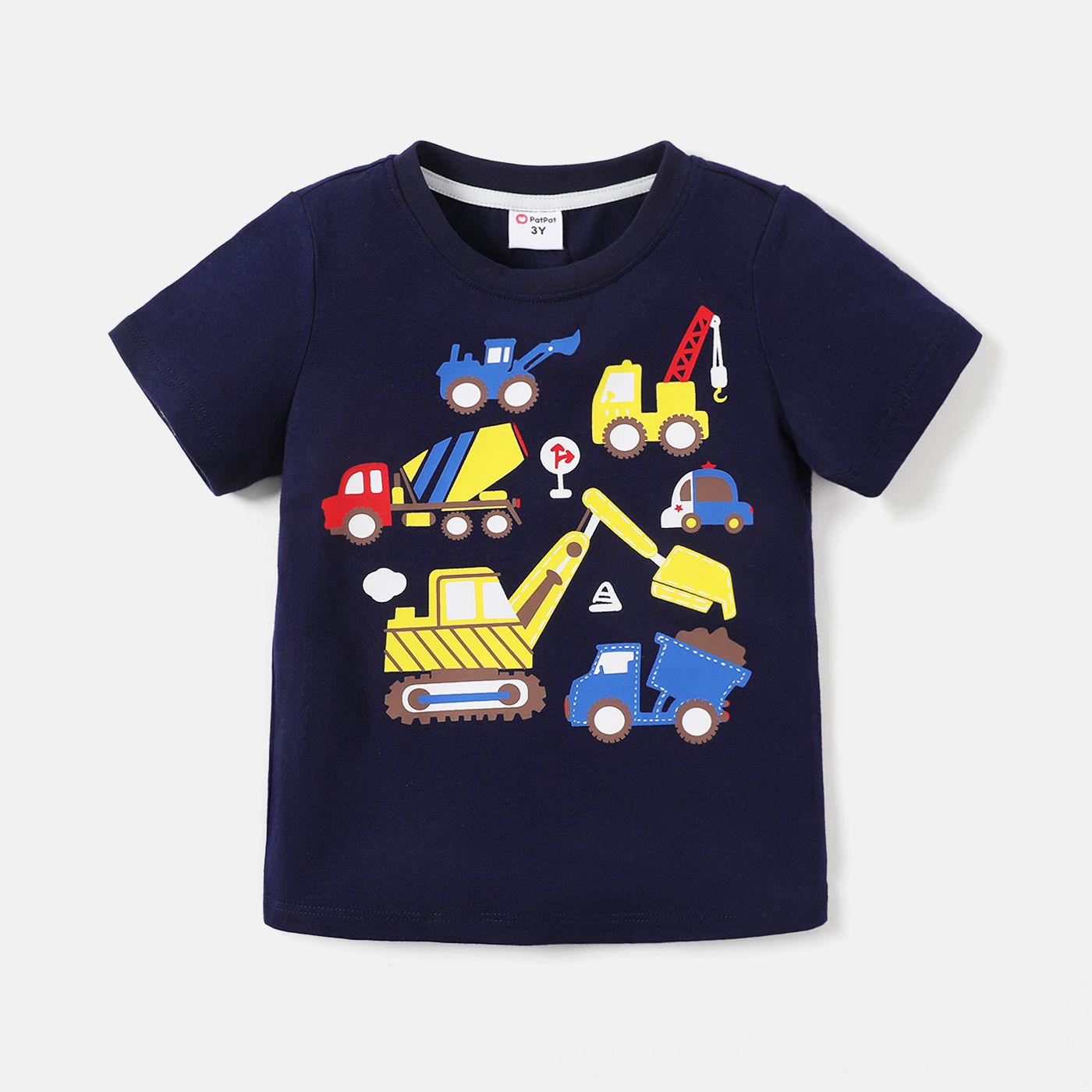 

Toddler Boy Excavator Print Short-sleeve Cotton Tee