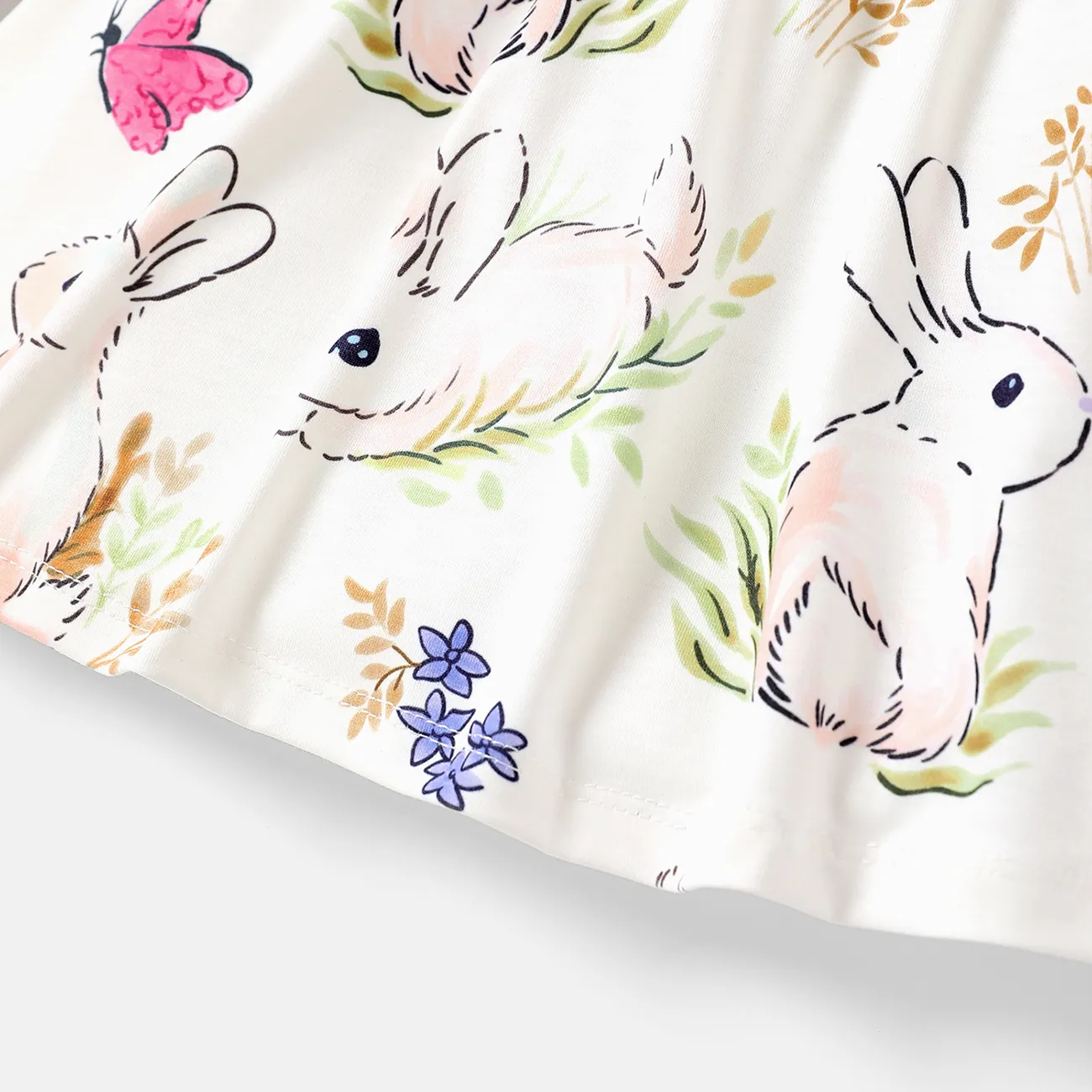 Baby Girl Allover Rabbit Print Long-sleeve Naia™ Dress Colorful big image 1
