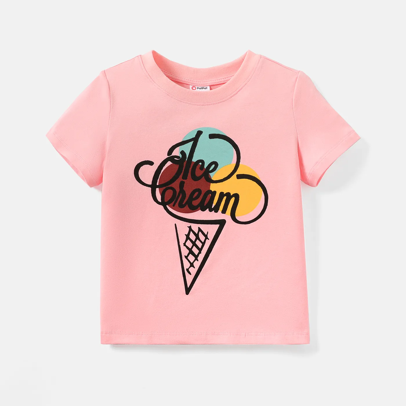 Toddler Girl Letter Print Short-sleeve Cotton Tee Pink
