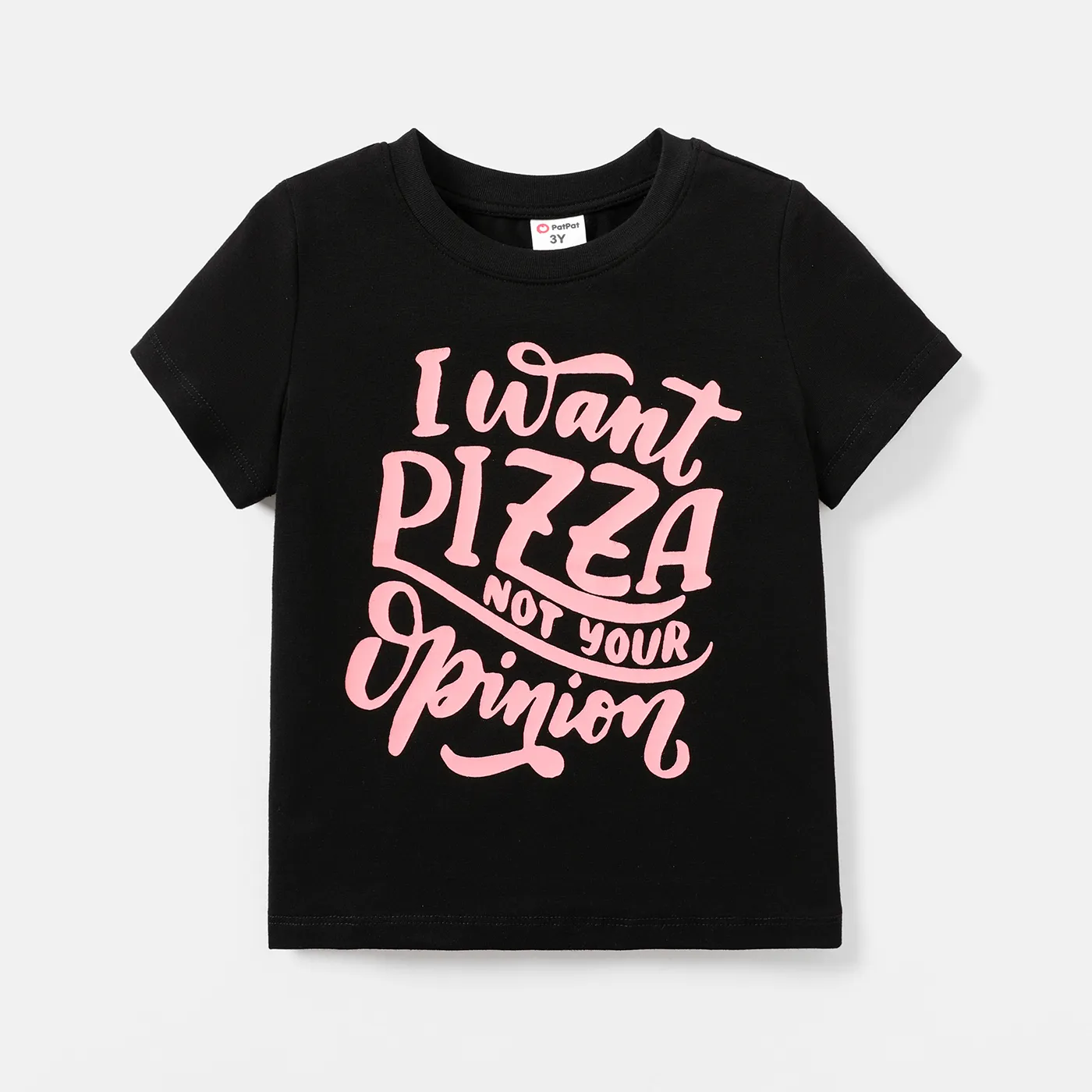 Toddler Girl Letter Print Short-sleeve Cotton Tee Black big image 1