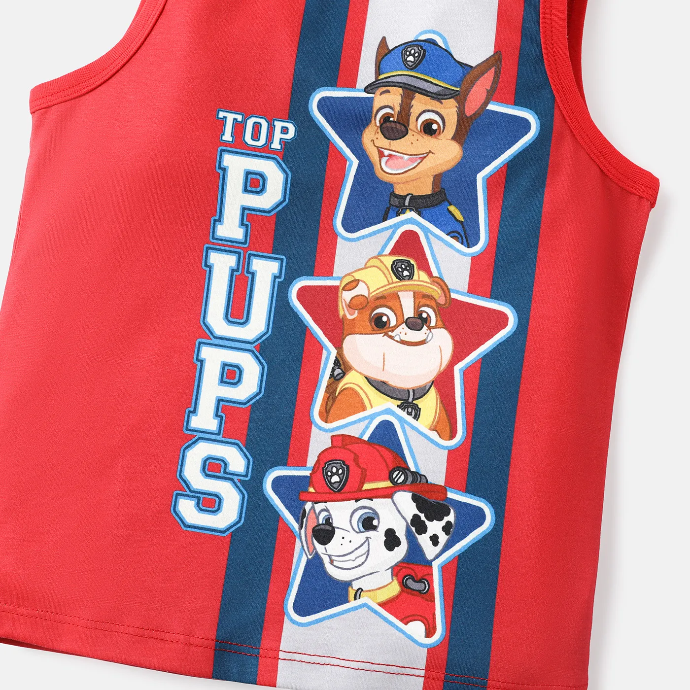 PAW Patrol 2pcs Toddler Boy Letter Print Tank Top and Elasticized Shorts Set Red image 2