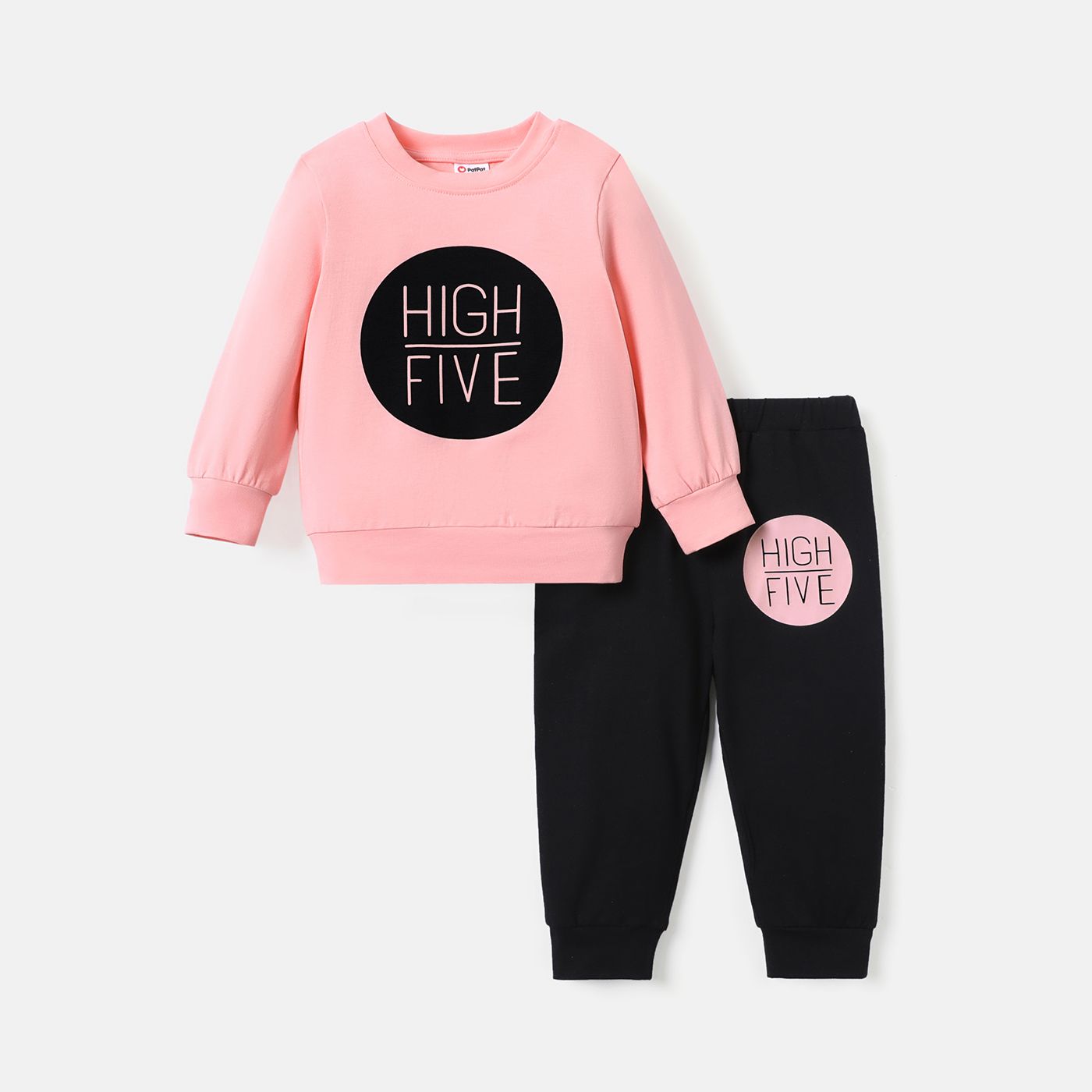 2pcs Baby Boy/Girl Long-sleeve Letter Print Sweatshirt & Sweatpants Set