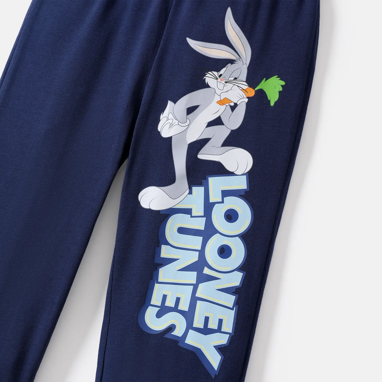 Looney Tunes Calça infantil de algodão elástico com estampa de letras azul real big image 1