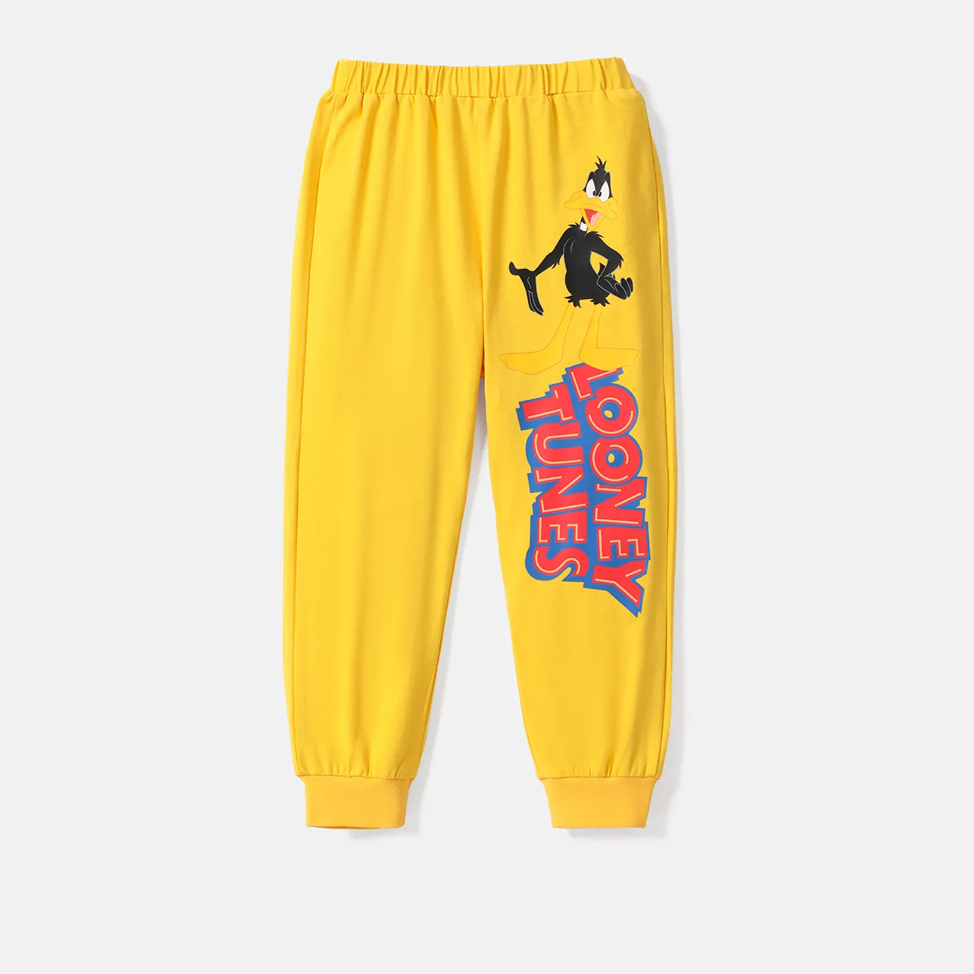 Looney Tunes Calça infantil de algodão elástico com estampa de letras Amarelo image 2