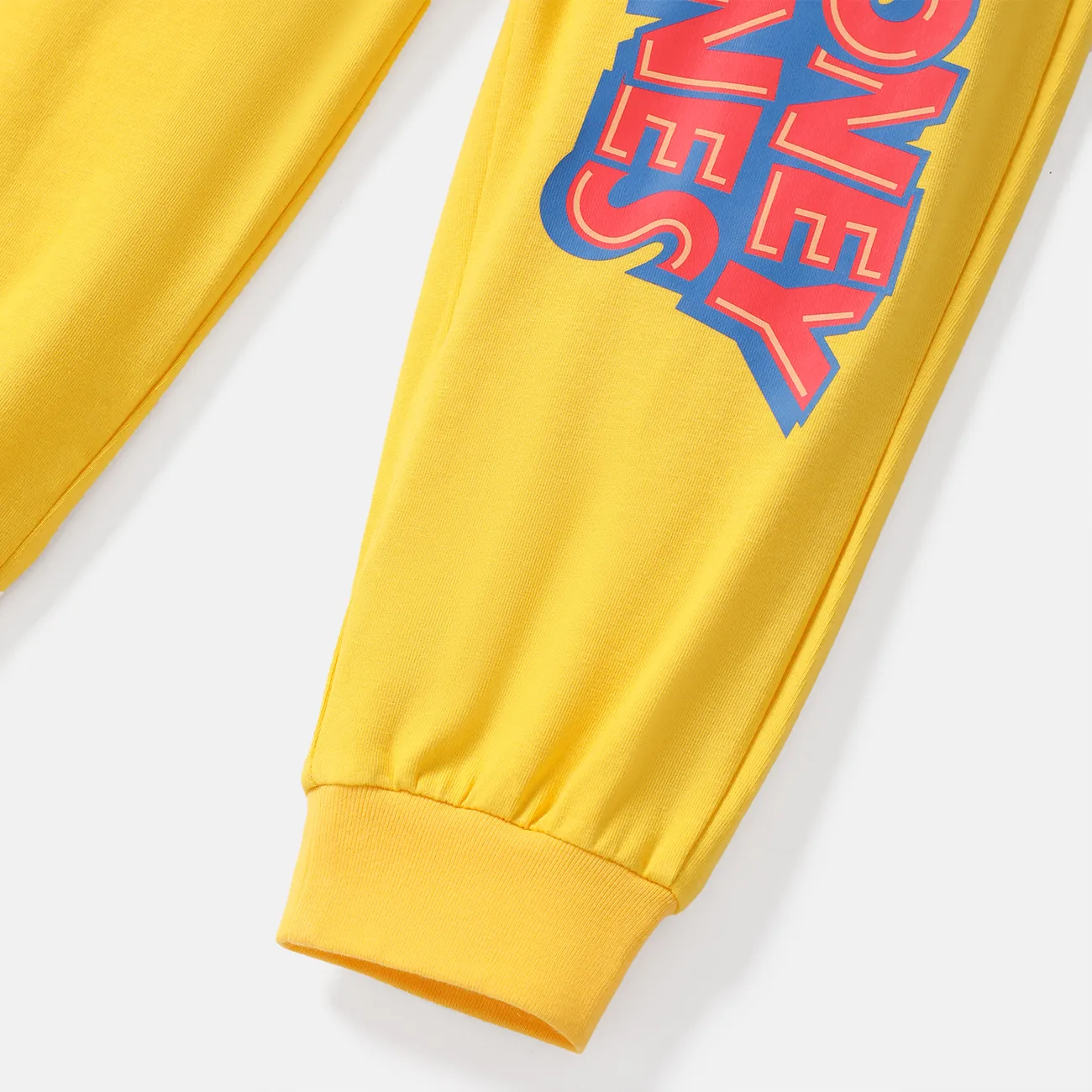 Looney Tunes Kleinkind Mädchen/Junge Buchstaben bedruckte elastische Baumwollhose gelb big image 1